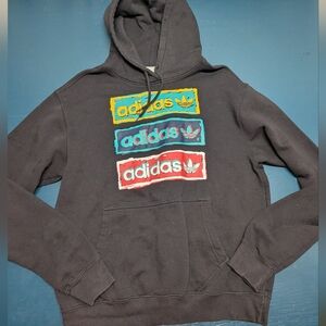 Medium Adidas black hoodie teal yellow green (p1)